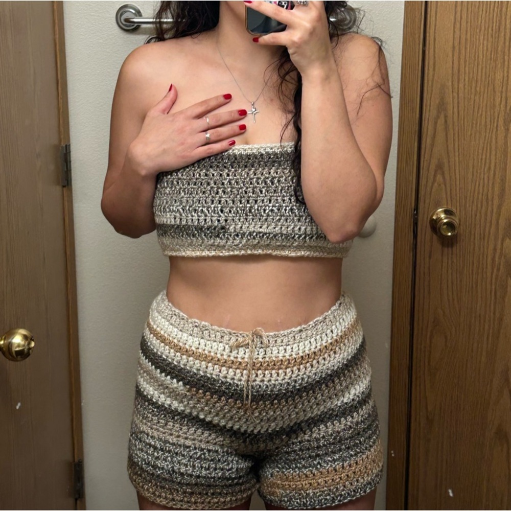 Handmade Crochet Tube Top and Shorts Set